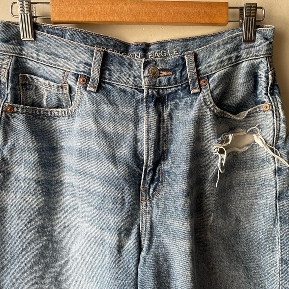 American Eagle relaxed high rise mom jean distressed cotton size 4 - Picture 3 of 11
